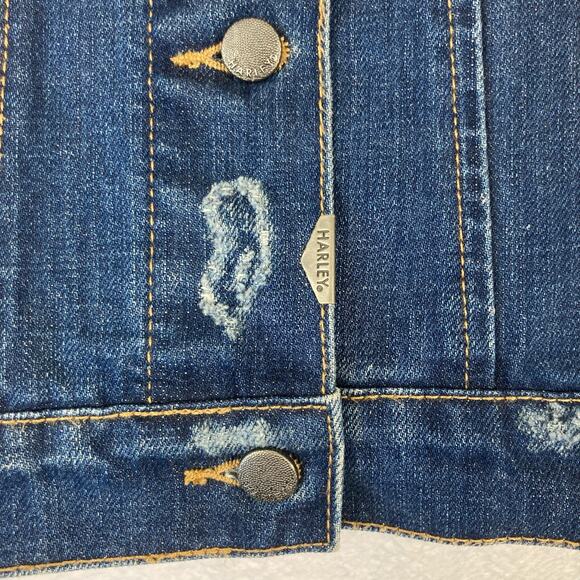 Harley Davidson Women's Button Front Fitted Denim Vest, Blue 96174-17VW. SZ S - Picture 3 of 8